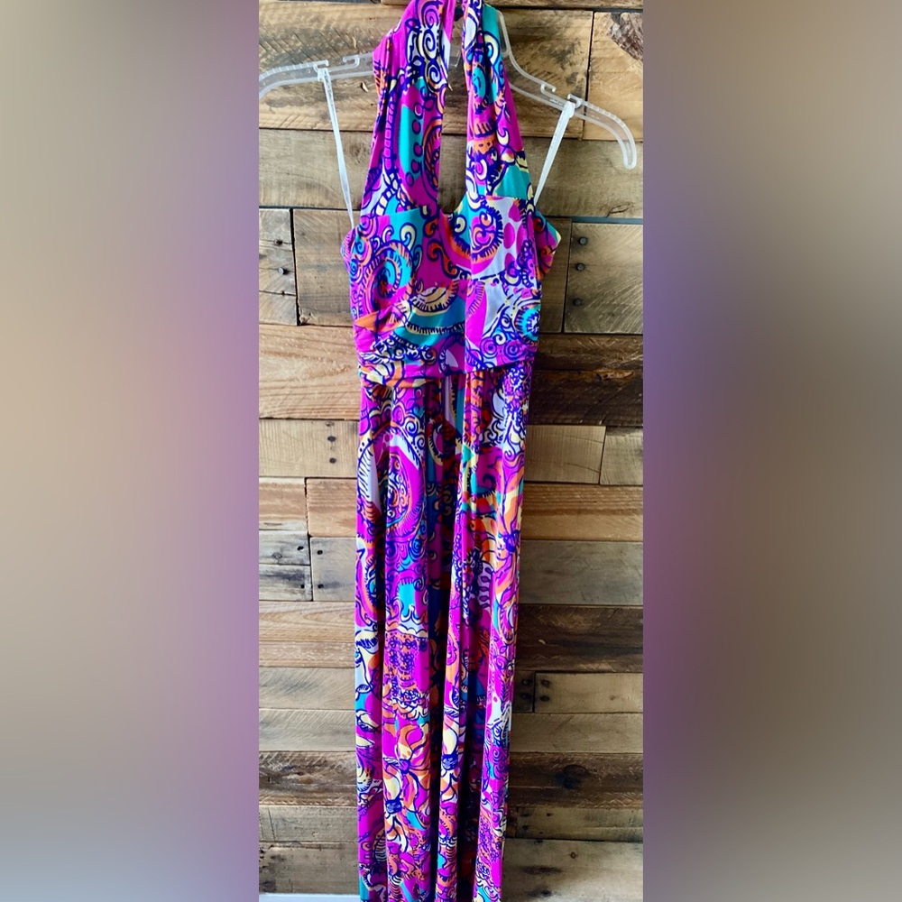 Lilly Pulitzer Vibrant Maxi Dress - Pink, Purple, Blue.